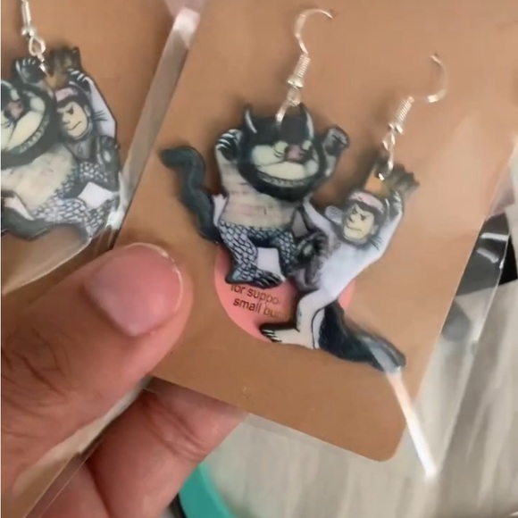 Where the wild things are earrings. Sterling silver hook. - Picture 3 of 4